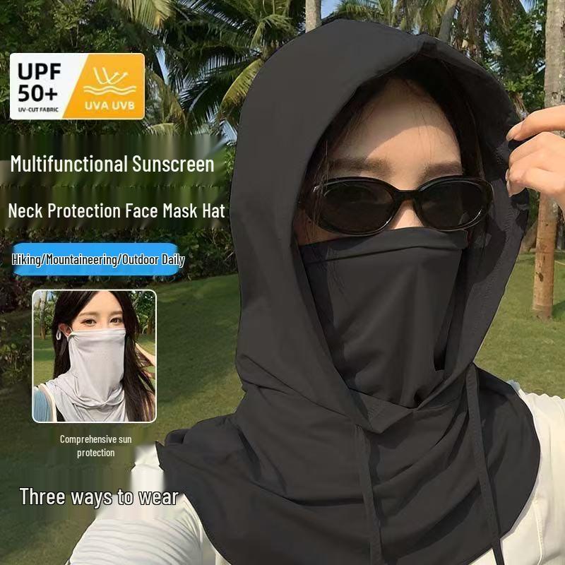 Летняя маска для лица и шеи из ледяного шелка с защитой от УФ-лучей - Легкая, дышащая, охлаждающая, с полной защитой