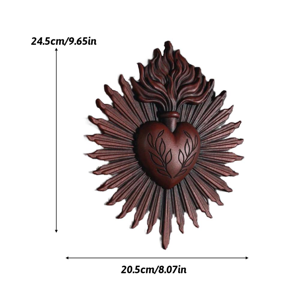 Gothic Sacred Heart Wall Decor Resin Heart Wall Ornament Spiritual Decor Catholic Home Decoration Religious Art Hangable For