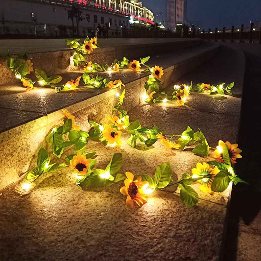 Led Solar Sunflower String Light 8 Modes Adjustable Fairy String Lights For Outdoor Garden Decoration