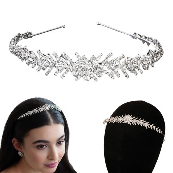 Свадебный обруч для волос со стразами и листьями, обруч для волос, женская легкая повязка на голову, свадебные аксессуары для сцены