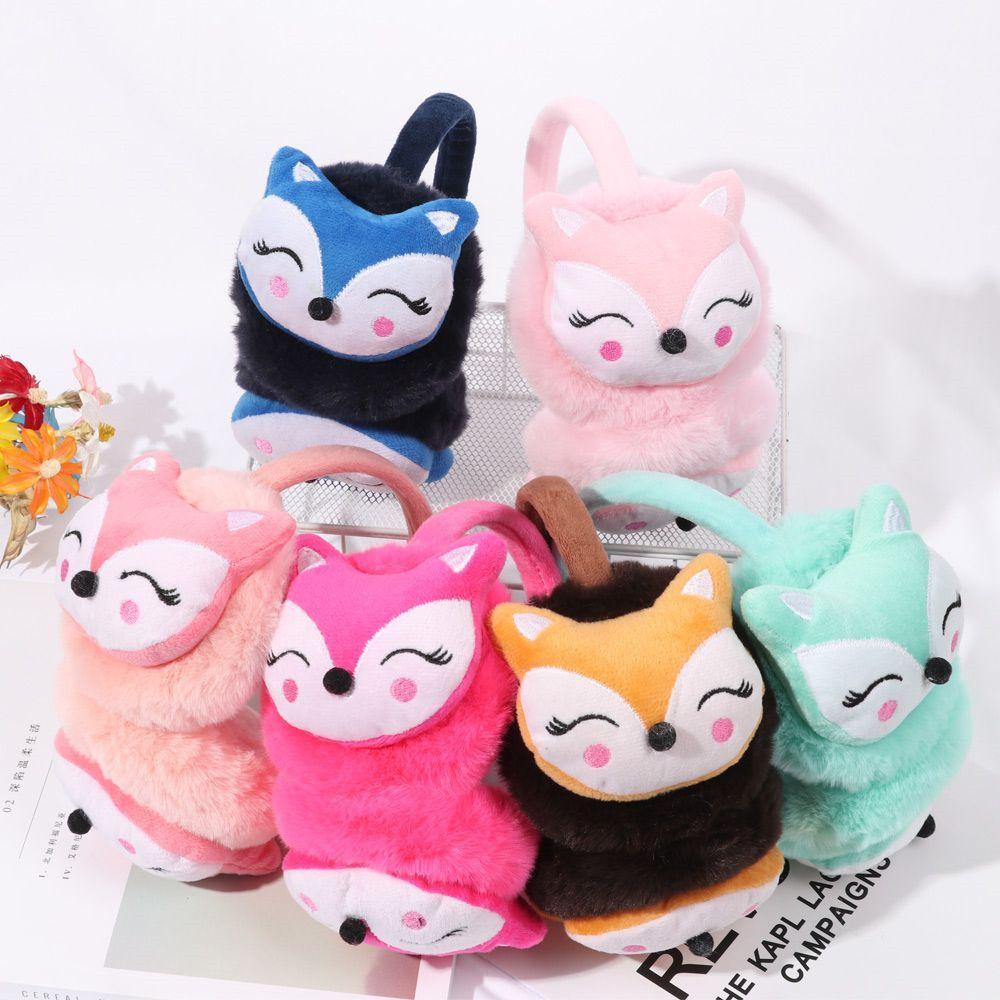 Men Women Adjustable Soft Cartoon Fox Thick Warm Earmuffs Ear Protection Ear Warmers Ear Cover
