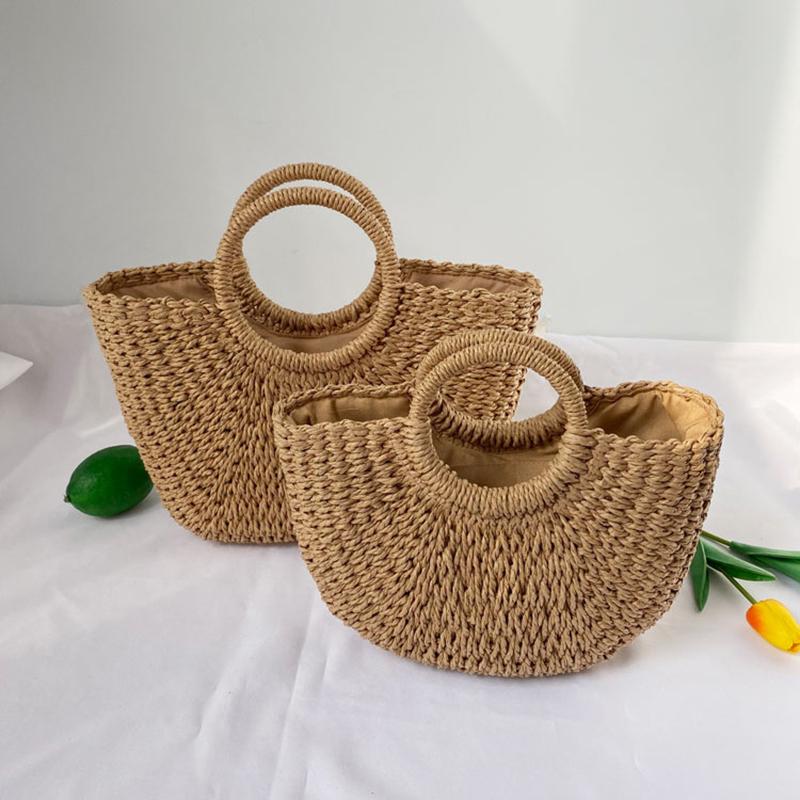 Соломенные сумки для женщин, летняя сумка из ротанга, тканая пляжная сумка ручной работы, сумка в богемном стиле, Бали