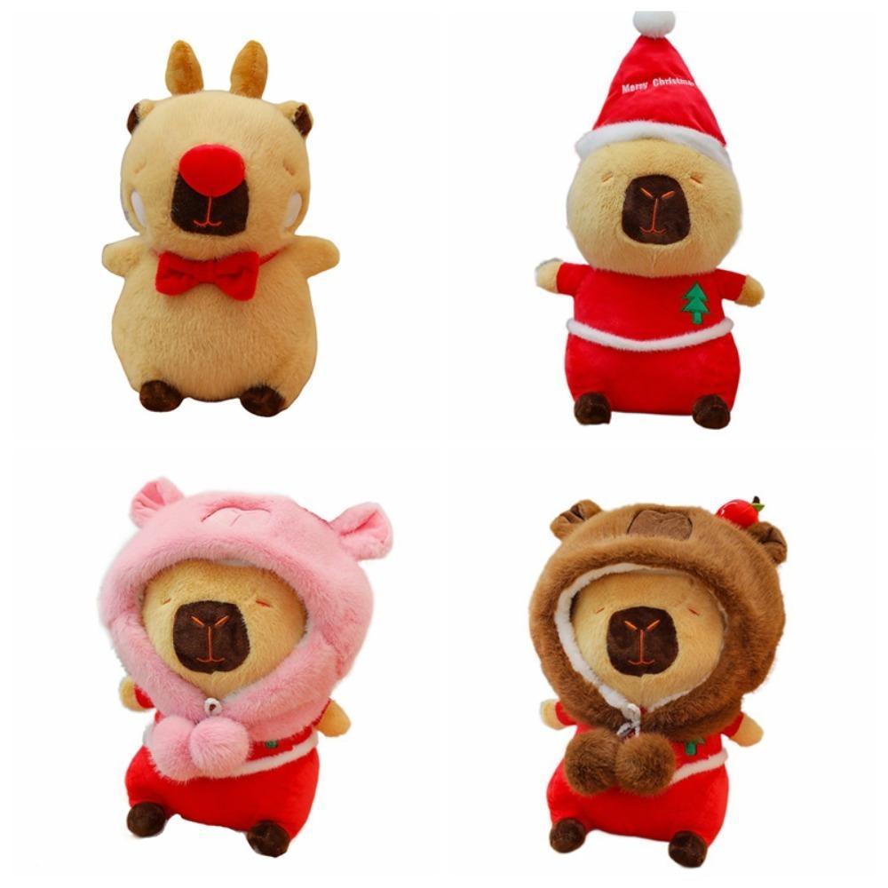 Merry Christmas Capybara Plush Doll Elk Capybara Fluffty Doll Capybara Plush Toy  Birthday Gift