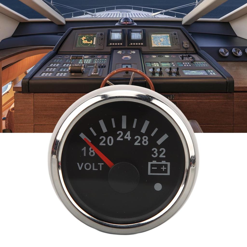 52MM Voltage Meter 9 to 32V Highly Accurate Pointer Voltmeter with Backlight For RVs Yacht Fishing Boats Ships