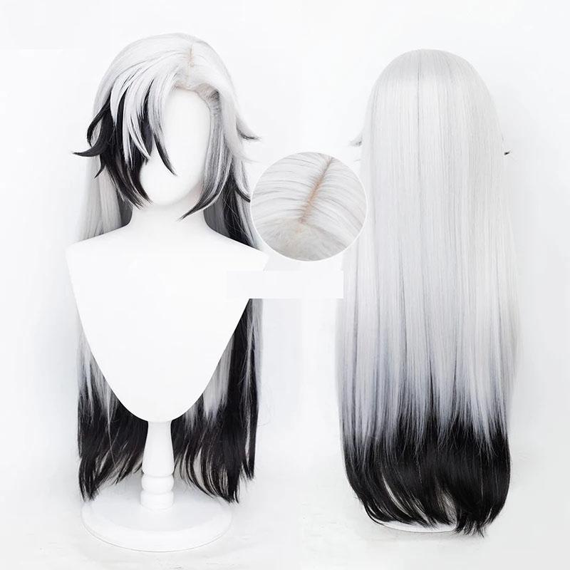 Парик для косплея Boothill Anime HSR Boothill Silver White Black смешанные длинные термостойкие синтетические волосы аниме-парики + шапочка для парика