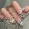Z-114 Large Crystal Butterfly Diamond Fake Nails (24 Pieces)
