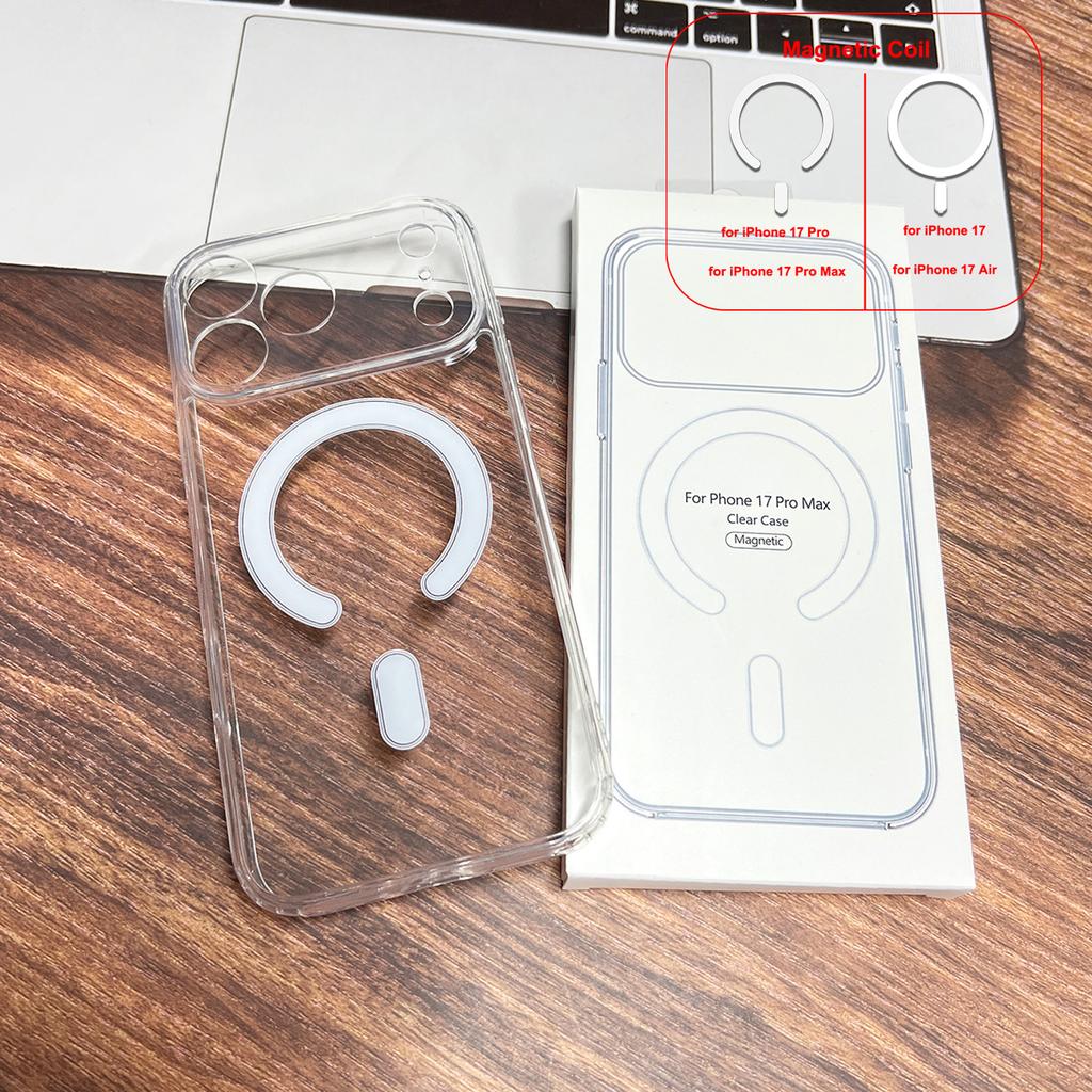 Прозрачный акриловый магнитный чехол для iPhone Air 17 16 Pro Max 15 14 Plus 13 12 11 Magsafe Прозрачная защитная крышка для камеры