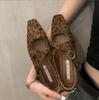 Fashion 2025 Leather Leopard Print Ballet Flats Women Mary Janes Shoes Brand New Trendy Buckled Crossover Leisure Comfy Flats