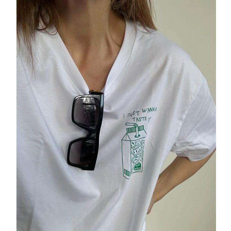 Niche American Vintage Ins Simple Illustration Style Cotton Loose Short Sleeve T-shirt Women