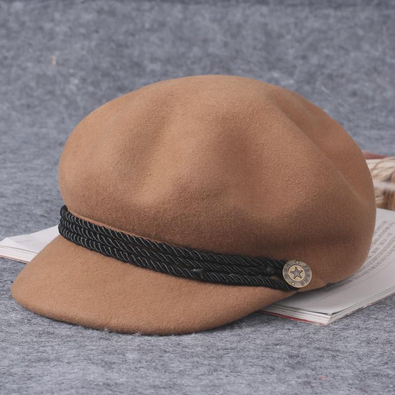 Women's Autumn/Winter Wool Octagonal Hat: Fashionable, Warm, British-Style, Versatile Beret.