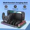 Многофункциональная охлаждающая и зарядная подставка SW2139 для Switch 2 с охлаждающим вентилятором, 10 слотами для игровых карт и 9 регулируемыми световыми эффектами