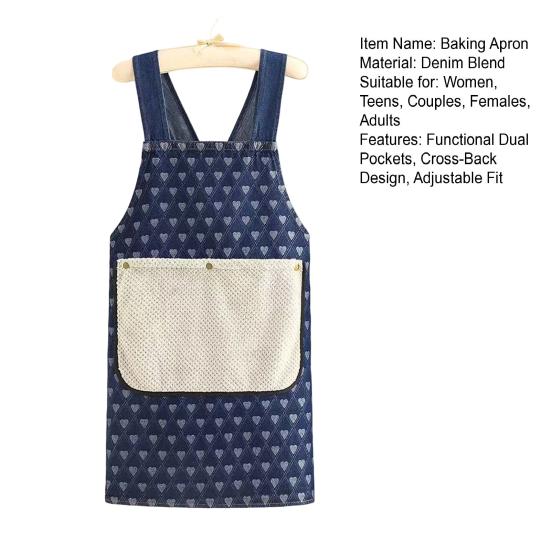 Фартук для выпечки Yousheng с перекрестной спинкой, хлопковый кухонный фартук в японском стиле с двумя карманами, регулируемыми лямками, для готовки и садоводства