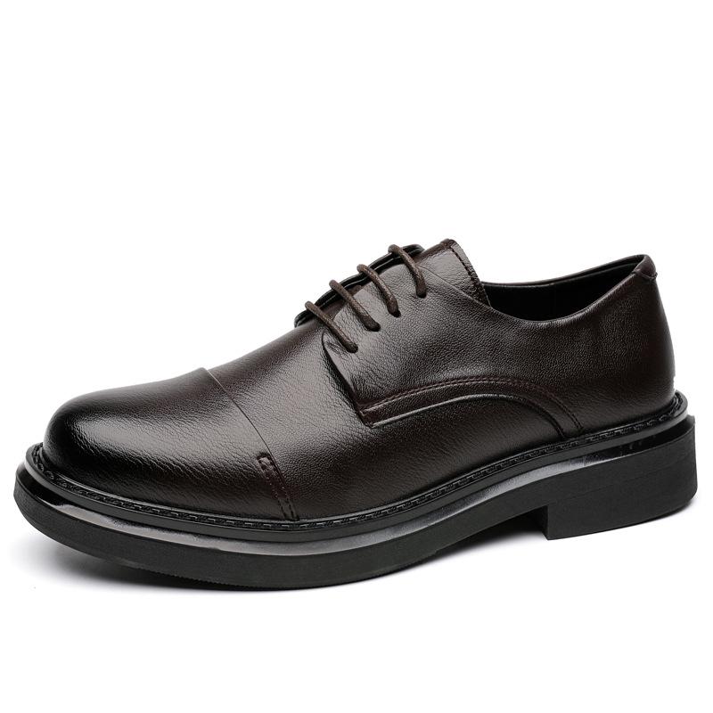 Premium Sense Business Casual Handmade Толстая подошва Увеличивающие мужские туфли Шнуровка Британский стиль Тренд Мужские маленькие кожаные туфли 8215-R
