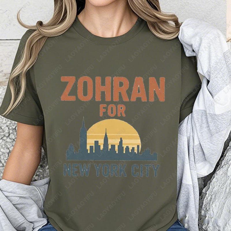 Zohran for New York City Shirt Fashion Vintage NYC Skyline Tees Comfort Cotton Shortsleeve Tshirt Zohran Mamdani Inspired Gift