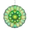 Green Mandala Hanging Wind Spinner, Metal Garden Wind Chime, Outdoor Yard Decor with 360° Rotating Hook, Durable and Reflective, No Battery Needed