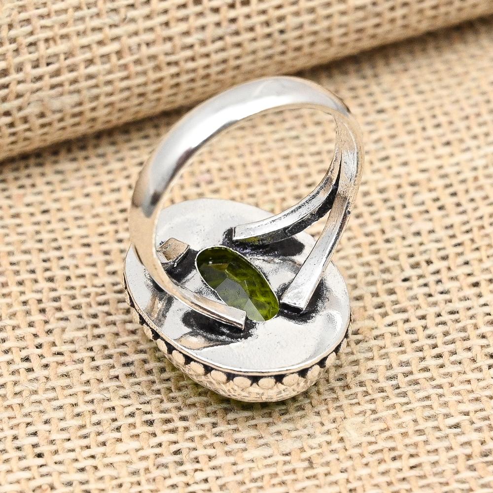 Peridot Gemstone Handmade 925 Solid Sterling Silver Jewelry Ring For Women
