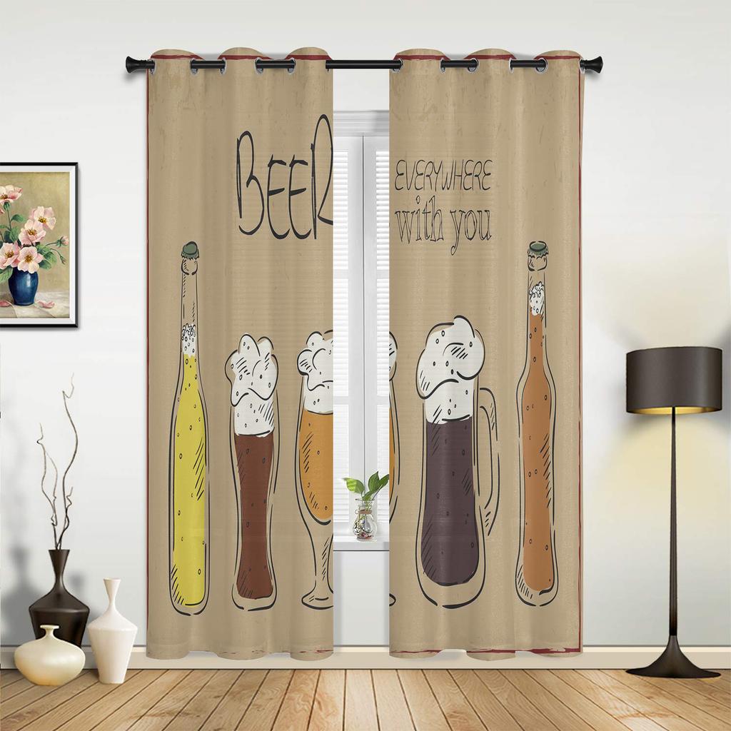 Бокал для вина, пивной камень, кирпич, ретро-шторы для окон, домашний декор, шторы для гостиной, детская комната, шторы для кухни, спальни