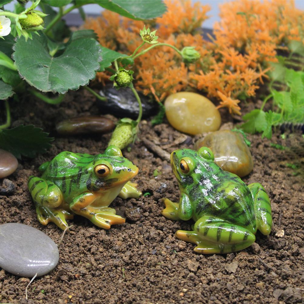 2 шт. декоративная имитация игрушечной лягушки лягушки мини смоляные модели животных украшения ландшафтный дизайн украшения