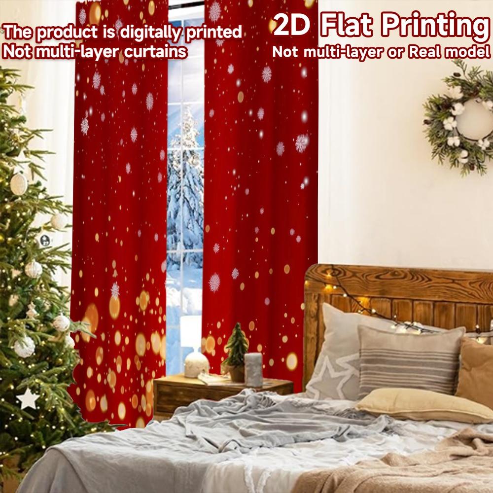 2pcs, 2D FLAT PRINTING Curtains (Without Rod) Festive Baubles Festival Creative Curtains Yarn Curtains Festive Perfect for