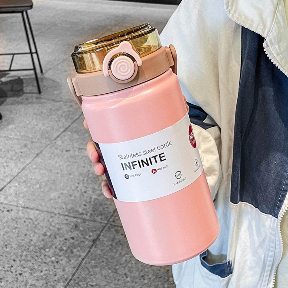 1L/1.2L Thermos Cup Stainless Steel Vacuum Flask Household Straw Thermal Bottle Soprt