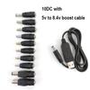 USB повышающая линия постоянного тока от 5 В до 9 В, 8,4 В, 12 В, 12,6 В, повышающий модуль, 10 разъемов постоянного тока, штекер преобразователя, адаптер, кабель для зарядки