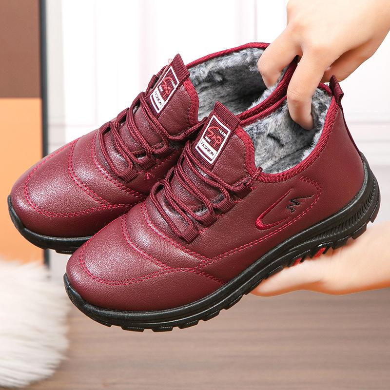 Women's Winter Snow Boots Non-Slip Lace-Up Faux Fur Lining Walking Shoes Comfort Short Ankle Booties Water Resistant Warm Workout Sneakers for Women