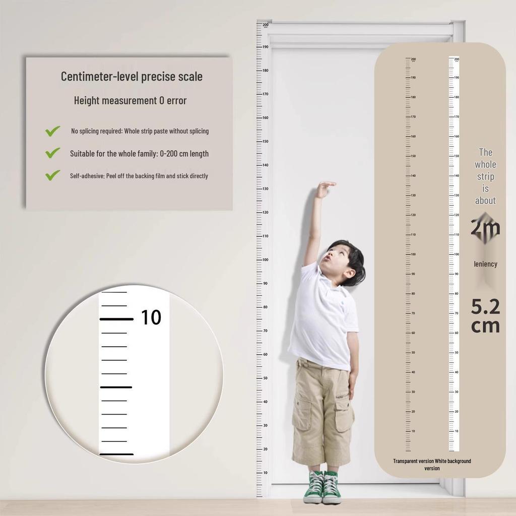 Transparent Removable Wall Height Chart for Kids - Accurate and Damage-Free Measurement