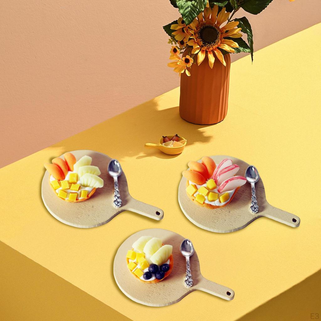 1:Набор из 12 предметов еды для кукольного домика с подносом, фруктовый пирог, ложка, ассорти для малышей и детей
