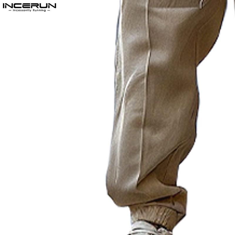 INCERUN Men Lapel Sleeveless Buttons Solid Color Jumpsuits Casual Zipper Long Overslls