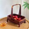 Multi-purpose Retro Bamboo Basket Bamboo Woven Small Size Snack Basket Handmade Fruit Basket Snack Fruit Organization