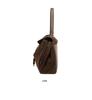 Women's Genuine Two-Layer Leather Shoulder Bag - Brown Suede Handbag with Gold Hardware, Classic Tote for Daily Use & Work