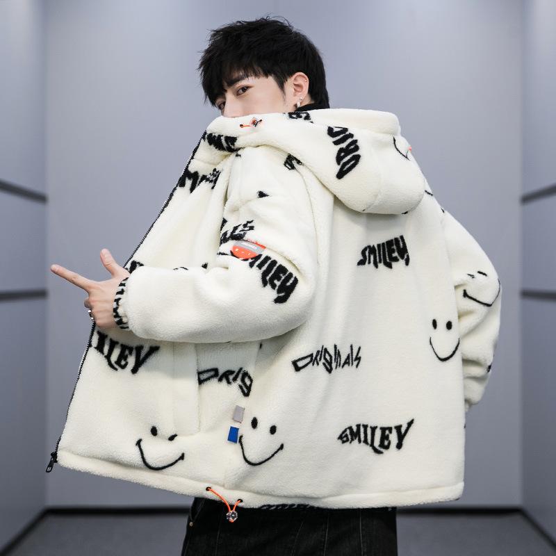 Зимняя флисовая куртка для мужчин, утолщенная и бархатистая для сохранения тепла, свободная куртка-толстовка с воротником-стойкой, куртка для подростка-студента