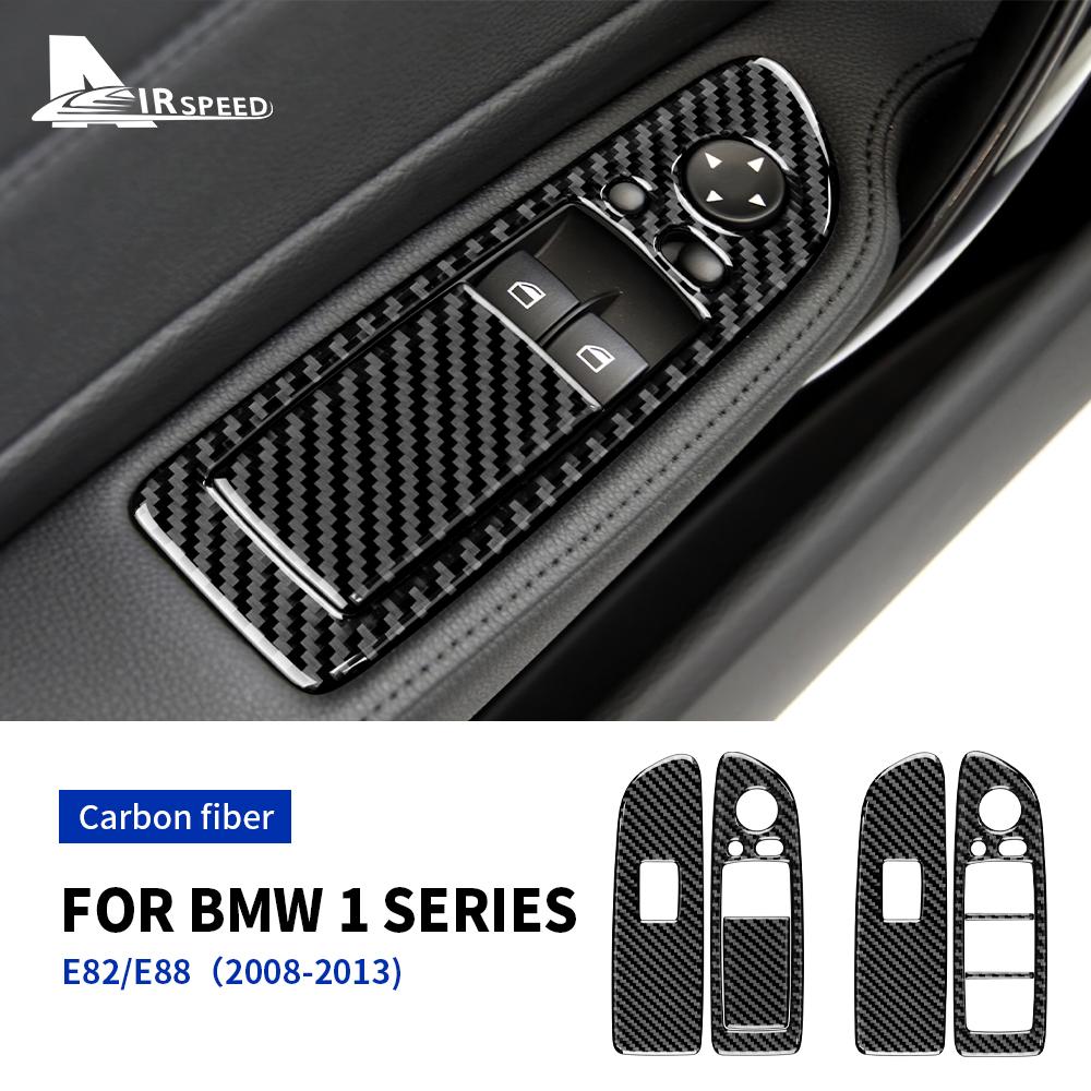 Для BMW 1 серии E82 E88 2008-2013 Аксессуары из углеродного волокна Автомобильная дверь Электрический стеклоподъемник Переключатель Рамка Наклейка Интерьер