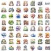 56PCS Kawaii Flower House PET Sticker Aesthetic Decoration Scrapbooking Stationery DIY Hand Accounting Supplies for Kids