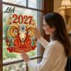 Window Decals 2027 Year Sheep Decal, Russian Happy New Static Sticker, Zodiac Reusable Surface Protectors Goat Glass Door Decor, PVC Holiday Decor for