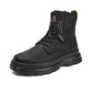 Fashion Genuine Leather Men's Boots Retro and High-quality Styles Leisure Business and Office Luxury High Top Leather Shoes Black