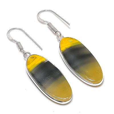 Натуральный Яшма Шмель 925 Проба Серебро Ювелирное Изделие Серьга 1.93" AEE-11035