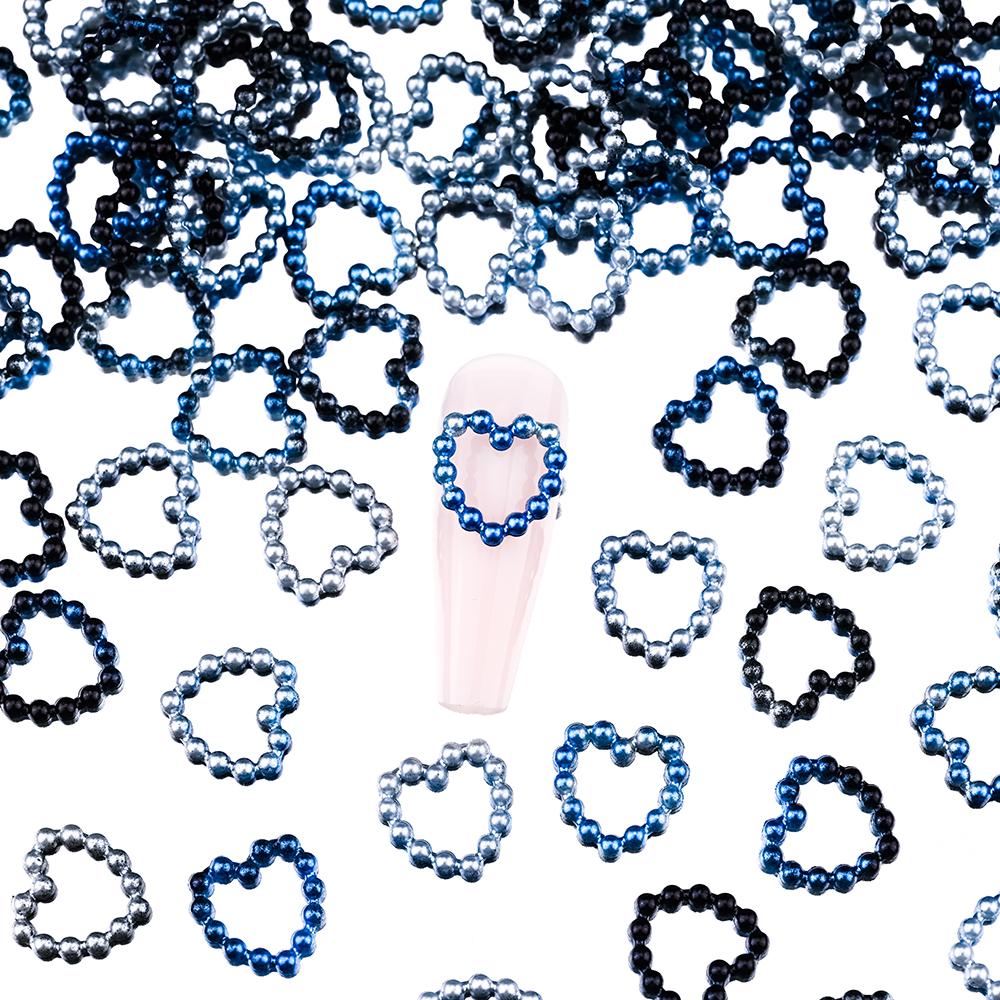 450-100 шт., полые сердечки, жемчужные подвески для дизайна ногтей, белые, розовые, фиолетовые, жемчужные, сердечки, звезды, плоские, 3D, украшения для ногтей, сделай сам, аксессуары для ногтей