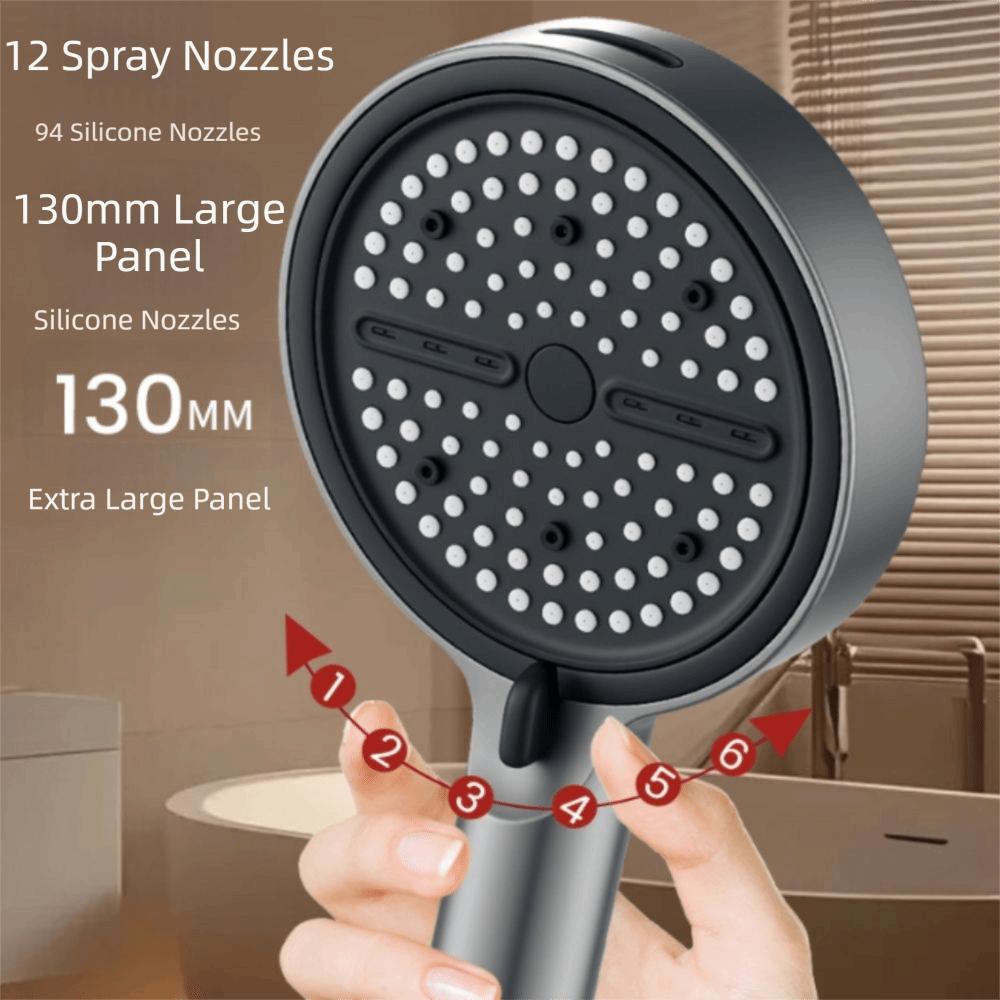 Extra-Wide Large Panel Handheld Shower Head 7 Modes Massage Shower Head Low Water Pressure