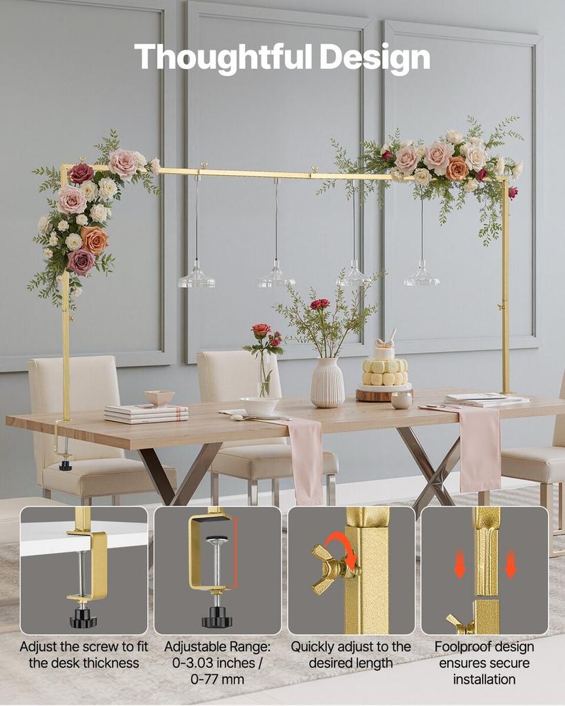 2Pcs Over The Table Rod Stand with Clamp Arch Frame 28-98 in L Adjustable