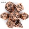 7 Pcs Copper Dragon Metal Dice Solid Metal Polyhedral Dice Set Suitable for Role-Playing RPG Board Game Card Game