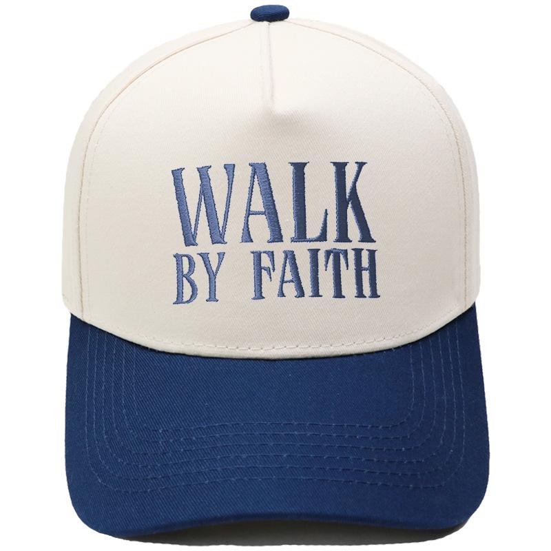 WALK BY FAITH Truck driver hat embroidered retro leopard print color matching baseball cap for men and women casual
