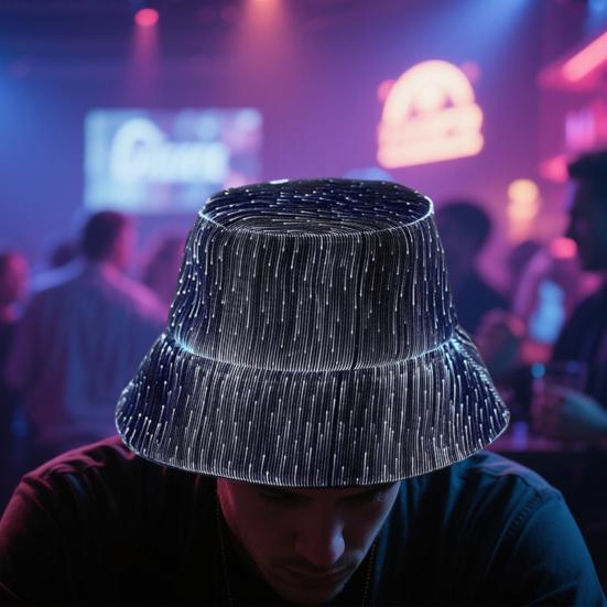 LED Fisherman Hat Neon Rave Bucket Cap 7 Colors Glow In The Dark USB Rechargeable EDM Festival Gear
