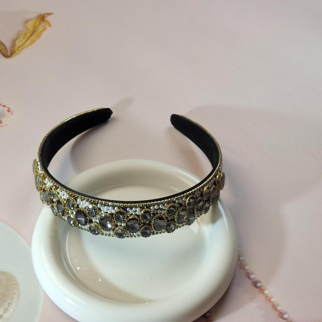 High-End Rhinestone Pearl Wide Headband – Versatile Korean Style for Women