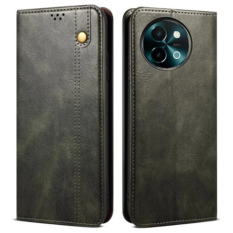 Для vivo Y38 5G Чехол Crazy Horse Текстура Кожаный Кошелек Магнитный Чехол Для Телефона - Черный