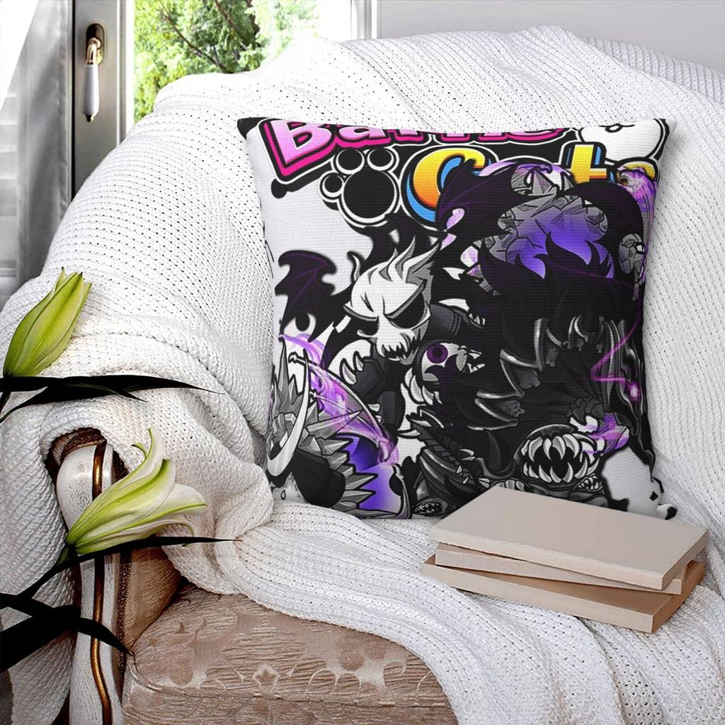 Battle Cats  Miko Mitama Square Pillowcase Pillow Cover Polyester Cushion Zip Decorative Comfort Throw Pillow for Home Car