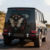 Vintage Butterfly Floral Tire Cover Protective Polyester Spare Wheel Sleeve for SUV Truck