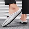 Мужские повседневные слипоны для ходьбы Новое поступление Мужские полутапочки Новые удобные мягкие тапочки Кожаные тапочки для отдыха