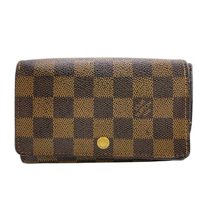 N61730 Поставляется с кошельком для монет Кожа Damier Ebene Портмоне Tresol Складное Коричневая кожа Женское Б/у