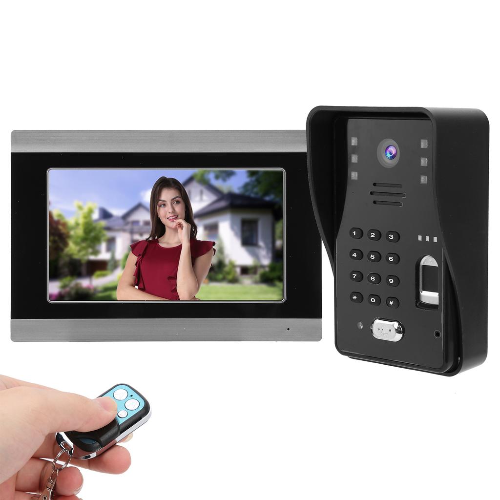 7-дюймовый видеозвонок с проводом для инфракрасного ночного видения TUYA с отпечатком пальца и IC-картой с дистанционным управлением